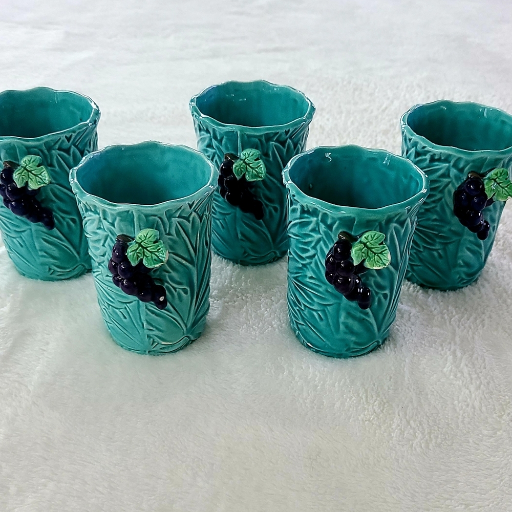 Vintage Napco Grape Turquoise Tumblers